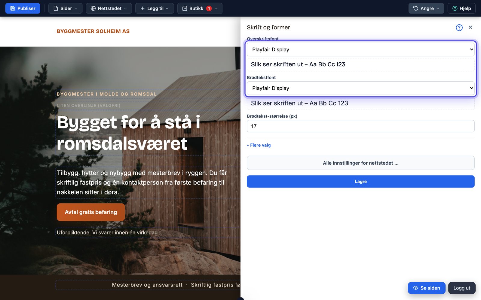 Bytt skrifttype på nettsiden